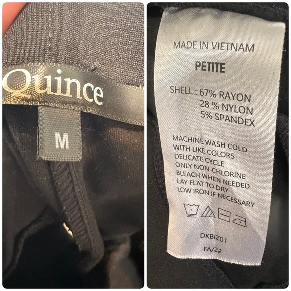 Quince Ultra Stretch Ponte Straight Leg Pants Womes Petite Medium Black Office - Picture 4 of 12